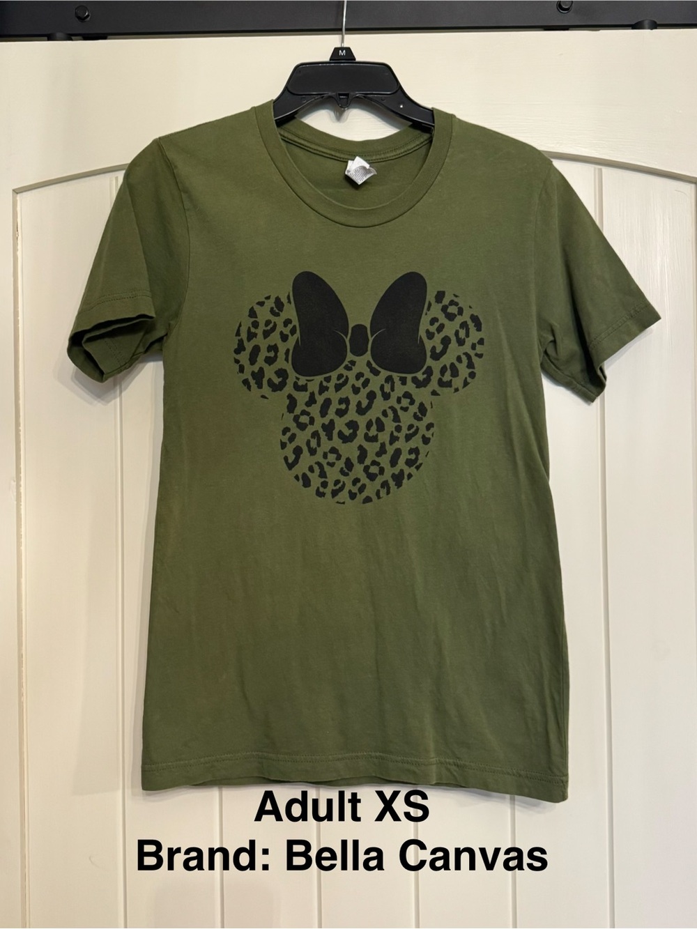 Bella Canvas Olive Green Minnie Leopard Graphic Tee